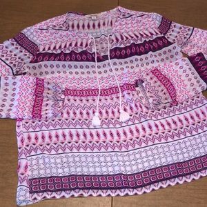 DECREE Boho Peasant Pink Purple Lightweight Top M